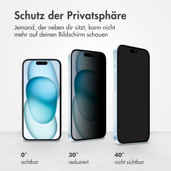 Accezz Privacy Displayschutz aus gehärtetem Glas für das iPhone 14 Pro Max / 15 Plus / 16 Plus