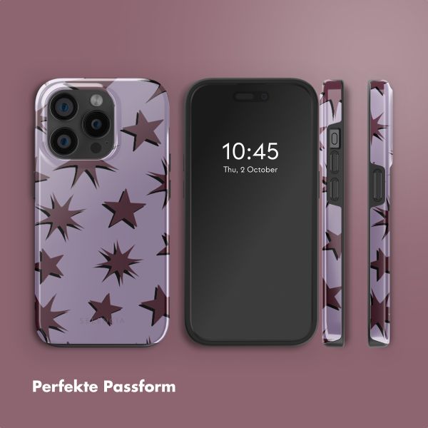 Selencia Vivid Tough Back Cover MagSafe für das iPhone 15 Pro - Stars Plum Lilac