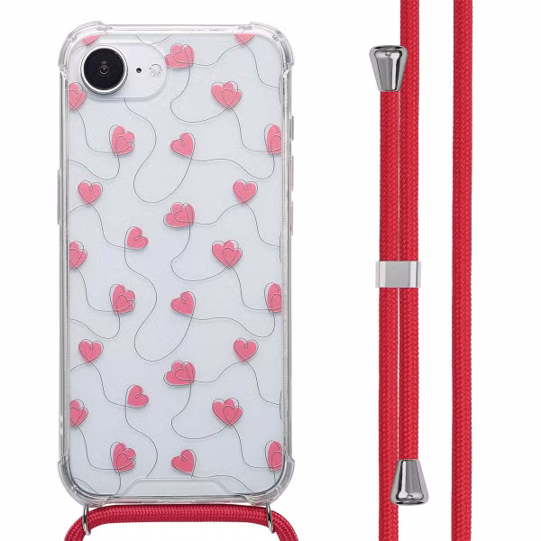 imoshion Design Hülle mit Band Apple iPhone 16e - Dusty Rose Connected Hearts