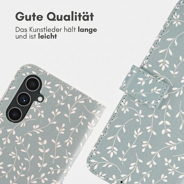 imoshion Design Klapphülle Samsung Galaxy A54 (5G) - Smoke Green Flowers