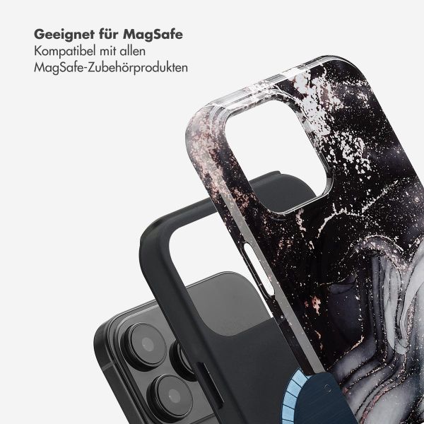 Selencia Vivid Tough Back Cover MagSafe für das Apple iPhone 16 Pro Max - Chic Marble Black