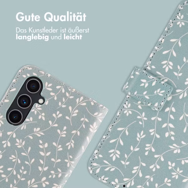 imoshion Design Klapphülle Samsung Galaxy A54 (5G) - Smoke Green Flowers