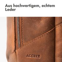 Accezz Leather Laptop Rucksack 16 Zoll - Cognac