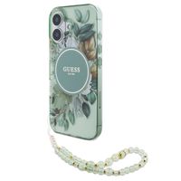 Guess MagSafe IML Flowers Case mit Beads Strap für das Apple iPhone 16 - Green