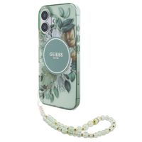 Guess MagSafe IML Flowers Case mit Beads Strap für das iPhone 16 - Green