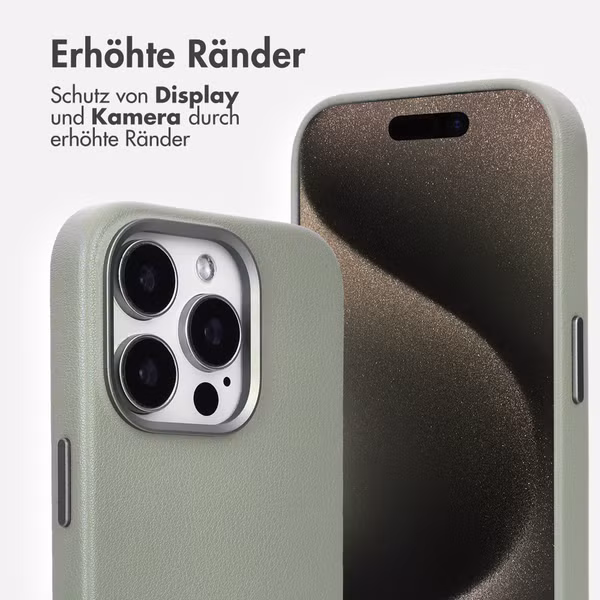 Accezz MagSafe Leather Backcover Apple iPhone 15 Pro - Light Grey