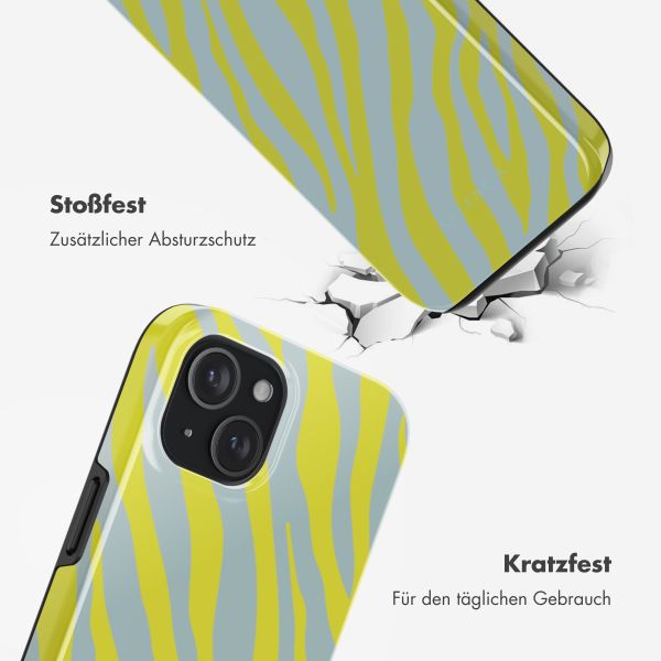 Selencia Vivid Tough Back Cover MagSafe für das iPhone 15 - Zebra Winter Sky Titanium Yellow