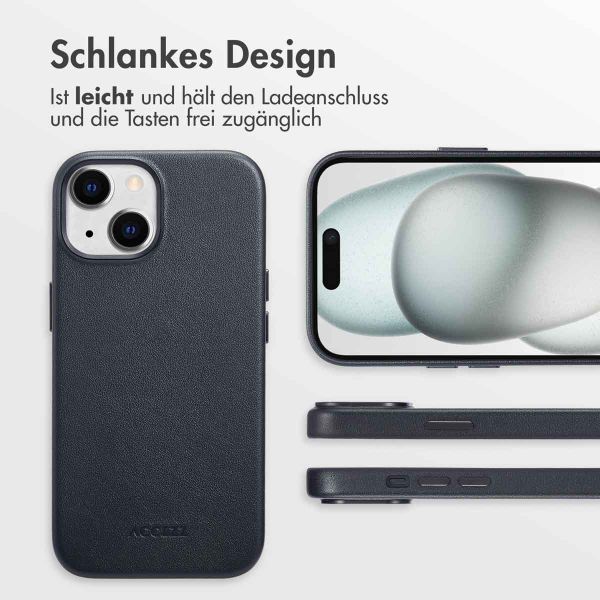 Accezz MagSafe Leather Backcover für das iPhone 15 - Onyx Black