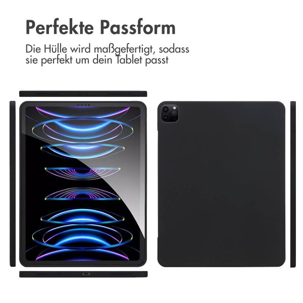 Accezz Liquid Silicone Back Cover mit Stifthalter für das iPad Pro 12.9 (2022) / Pro 12.9 (2021) / Pro 12.9 (2020) - Schwarz