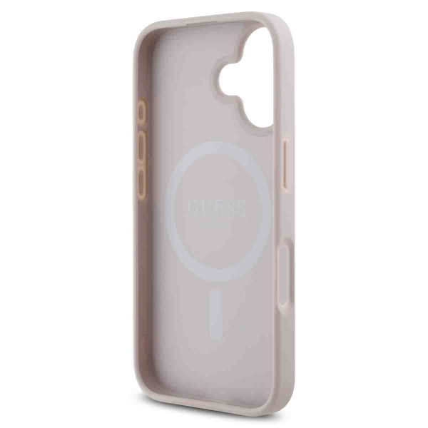 Guess 4G Metal Logo Back Cover MagSafe für das iPhone 16 - Rosa