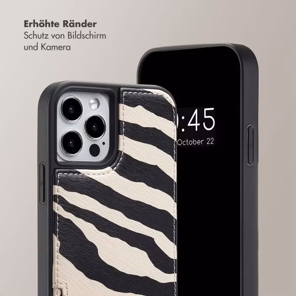 Selencia Nova HandyHülle mit Kordel und Kartenhalter Apple iPhone 15 - Zazzy Zebra
