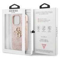 Guess 4G Metal Logo Back Cover Apple iPhone 13 - Roze & Goud / Pink & Gold