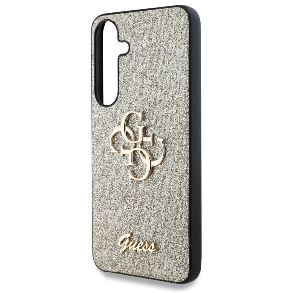 Guess 4G Metal Logo Back Cover mit Glitter Samsung Galaxy S25 - Gold