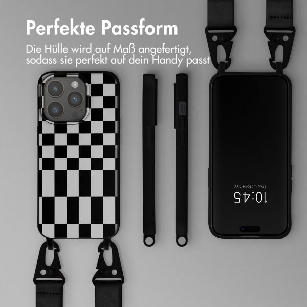 Selencia SilikonHülle design mit abnehmbarem Band Apple iPhone 15 Pro - Irregular Check Black