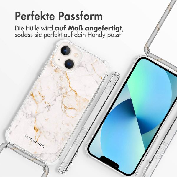 imoshion Design Hülle mit Band für das iPhone 13 - White Marble