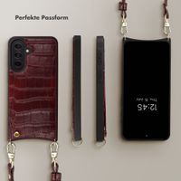 Selencia Nova Croco HandyHülle mit Kordel und Kartenhalter Samsung Galaxy A37 (5G) - Burgundy