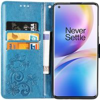 Kleeblumen Klapphülle Türkis OnePlus 8 Pro