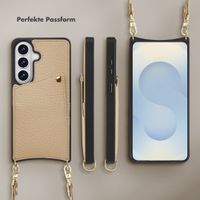 Selencia Nova HandyHülle mit Kordel und Kartenhalter Samsung Galaxy S26 - Beige