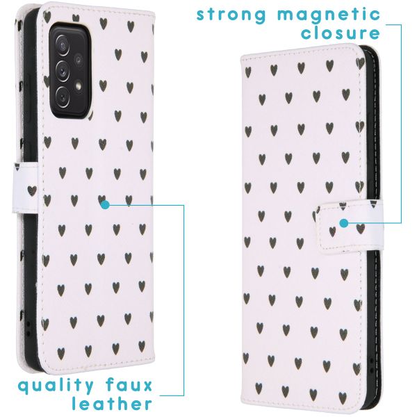 imoshion Design TPU Klapphülle Galaxy A72 - Hearts Allover White