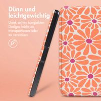 imoshion Design Slim Hard Case Sleepcover mit Stand für das Kobo Libra Colour / Tolino Vision Color - Orange Flowers Connect