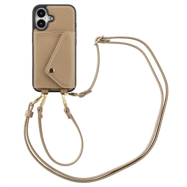 Selencia Sera Kordel-Hulle mit Kartenhalter-Umschlag für das iPhone 16 - Beige