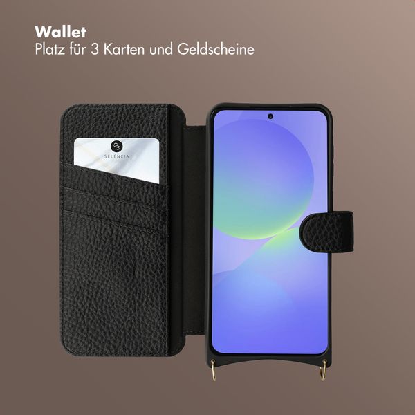 Selencia Riva Bookcase mit MagSafe und Handgelenkband Samsung Galaxy A37 (5G) - Schwarz