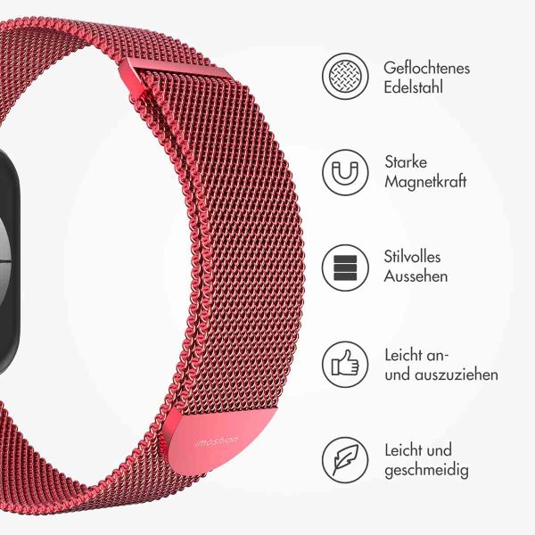 imoshion Magnetisches Milanaise Armband für das  Apple Watch Series 1 - 9 / SE (38/40/41 mm) | Series 10 / 11 (42 mm) - Größe M - Rot