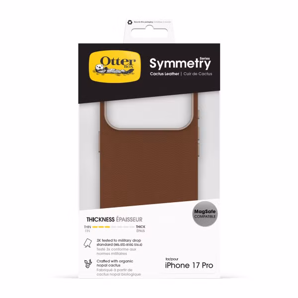 OtterBox Symmetry Cactus Leder Back Cover MagSafe Apple iPhone 17 Pro - Desert Sadle