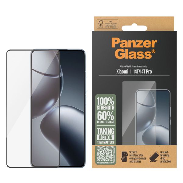 PanzerGlass Ultra-Wide Fit Antibakterieller Displayschutz für das Xiaomi 14T Pro