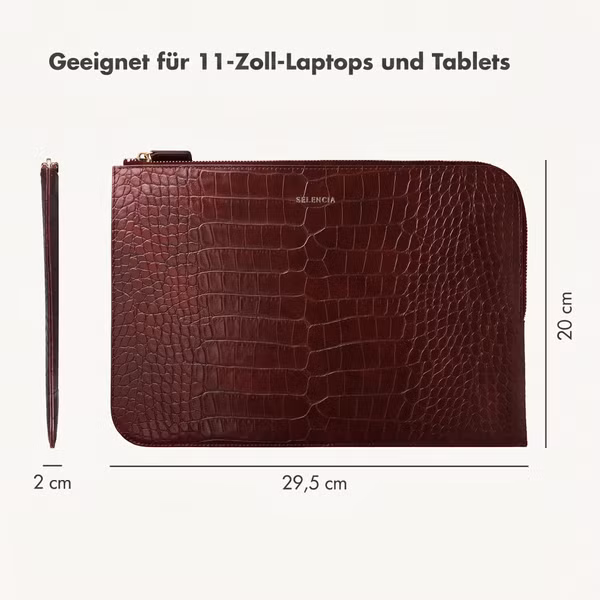 Selencia Croco Laptop Hülle 11 Zoll - Tablet / Laptop Sleeve - Burgundy