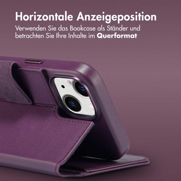 Accezz 2-in-1 Klapphülle aus Leder mit MagSafe für das iPhone 15 - Heath Purple