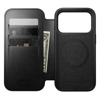 Nomad Modern Horween Leather Folio Bookcase mit MagSafe Apple iPhone 17 Pro - Schwarz