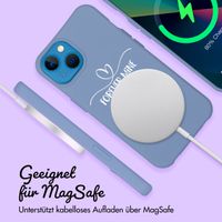 Personalisierte Color Backcover MagSafe mit abtrennbarem Band und elegantem Herz für iPhone 13 - Ash Blue