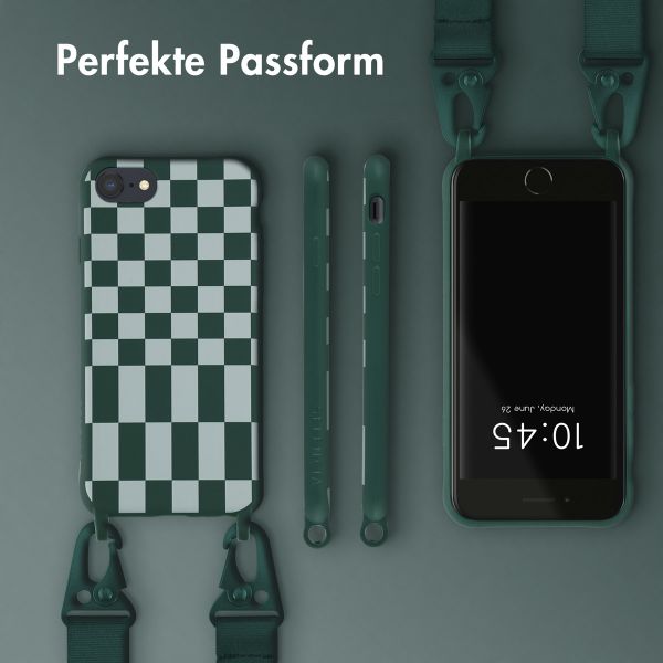 Selencia SilikonHülle design mit abnehmbarem Band Apple iPhone SE (2022 / 2020) / 8 / 7 - Irregular Check Green