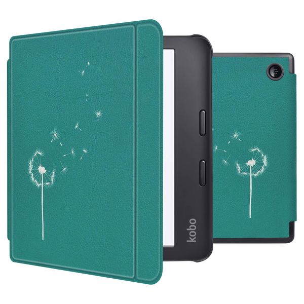 imoshion Design Slim Hard Case Sleepcover mit Stand Kobo Libra 2 / Tolino Vision 6 - Green Dandelion