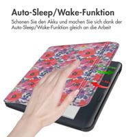 imoshion Design Slim Hard Case Sleepcover mit Stand Kobo Libra Colour - Flower Watercolor