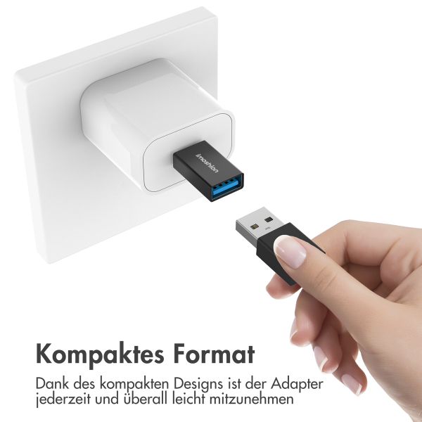 imoshion 2x USB-C (Stecker)-auf-USB-A 3.1 (Buchse)-Adapter – OTG – Schwarz