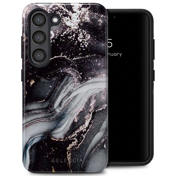 Selencia Vivid Back Cover Samsung Galaxy S23 - Chic Marble Black