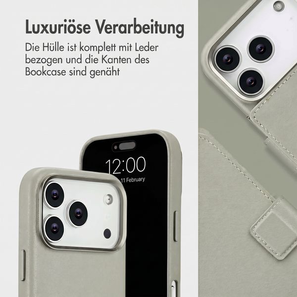 Accezz 2-in-1 Klapphülle aus Leder mit MagSafe Apple iPhone 18 Pro Max / 17 Pro Max - Light Grey