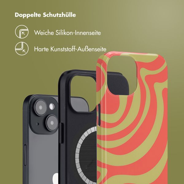Selencia Vivid Rückabdeckung mit MagSafe Apple iPhone 14 - Wavy Swirl Orange Fern