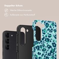 Selencia Vivid Tough Back Cover für das Samsung Galaxy S23 - Wild Spots Light Blue