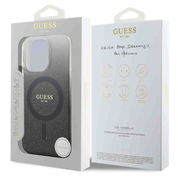 Guess MagSafe IML Glitter Gradient Case für das iPhone 16 Pro Max - Black