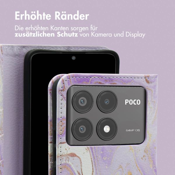 imoshion Design Klapphülle für das Xiaomi Poco X6 Pro - Purple Marble