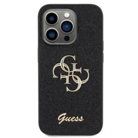 Guess 4G Metal Logo Back Cover mit Glitter Apple iPhone 15 Pro - Schwarz