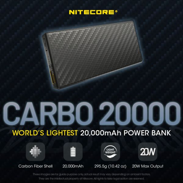 Nitecore Carbo 20000 |  Carbonfaser Powerbank - 20.000 mAh