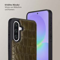 Selencia Nova Croco HandyHülle mit Kordel und Kartenhalter Samsung Galaxy A36 - Dark Olive