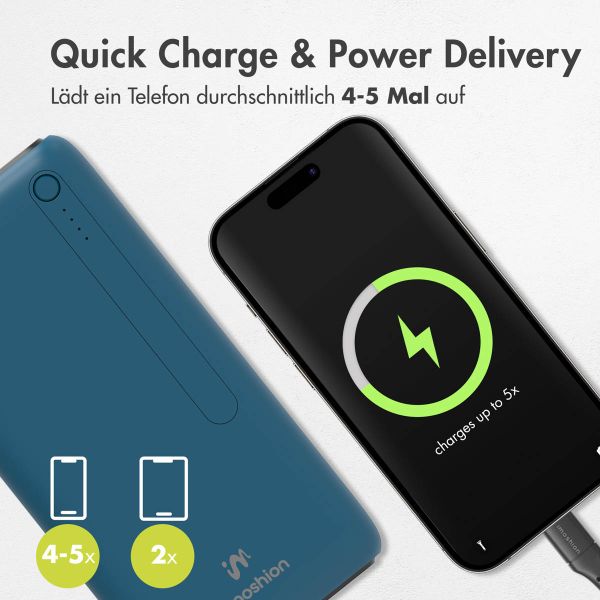 imoshion Powerbank - 27.000 mAh - Schnelles Aufladen und Power Delivery - Blau