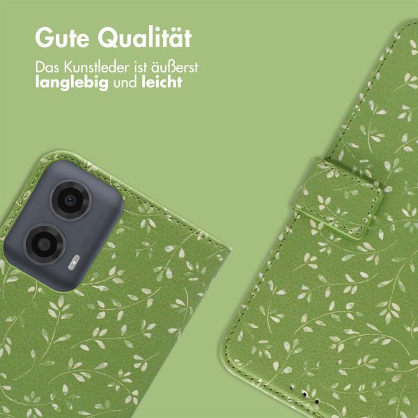 imoshion Design Klapphülle Motorola Moto G34 - Green Flowers