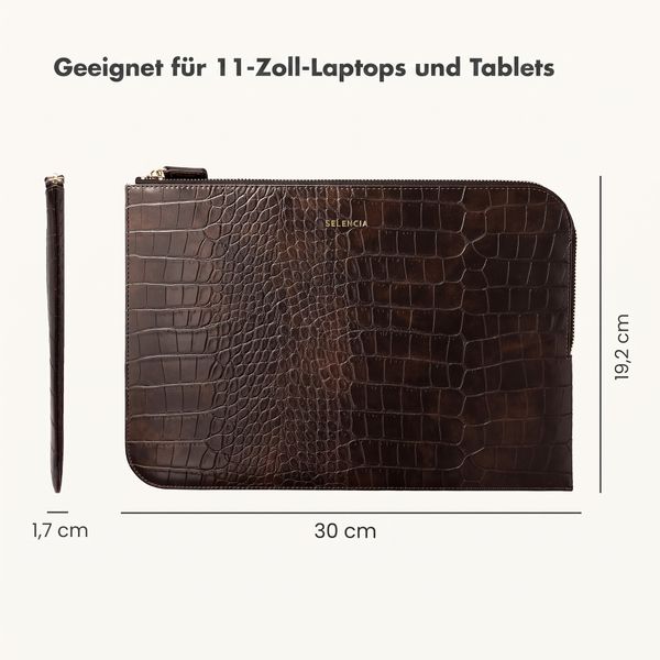 Selencia Croco Laptop Hülle 11 Zoll - Tablet / Laptop Sleeve - Choco Brown