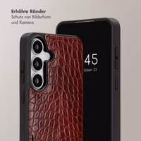 Selencia Nova Croco HandyHülle mit Kordel und Kartenhalter Samsung Galaxy S25 FE - Burgundy